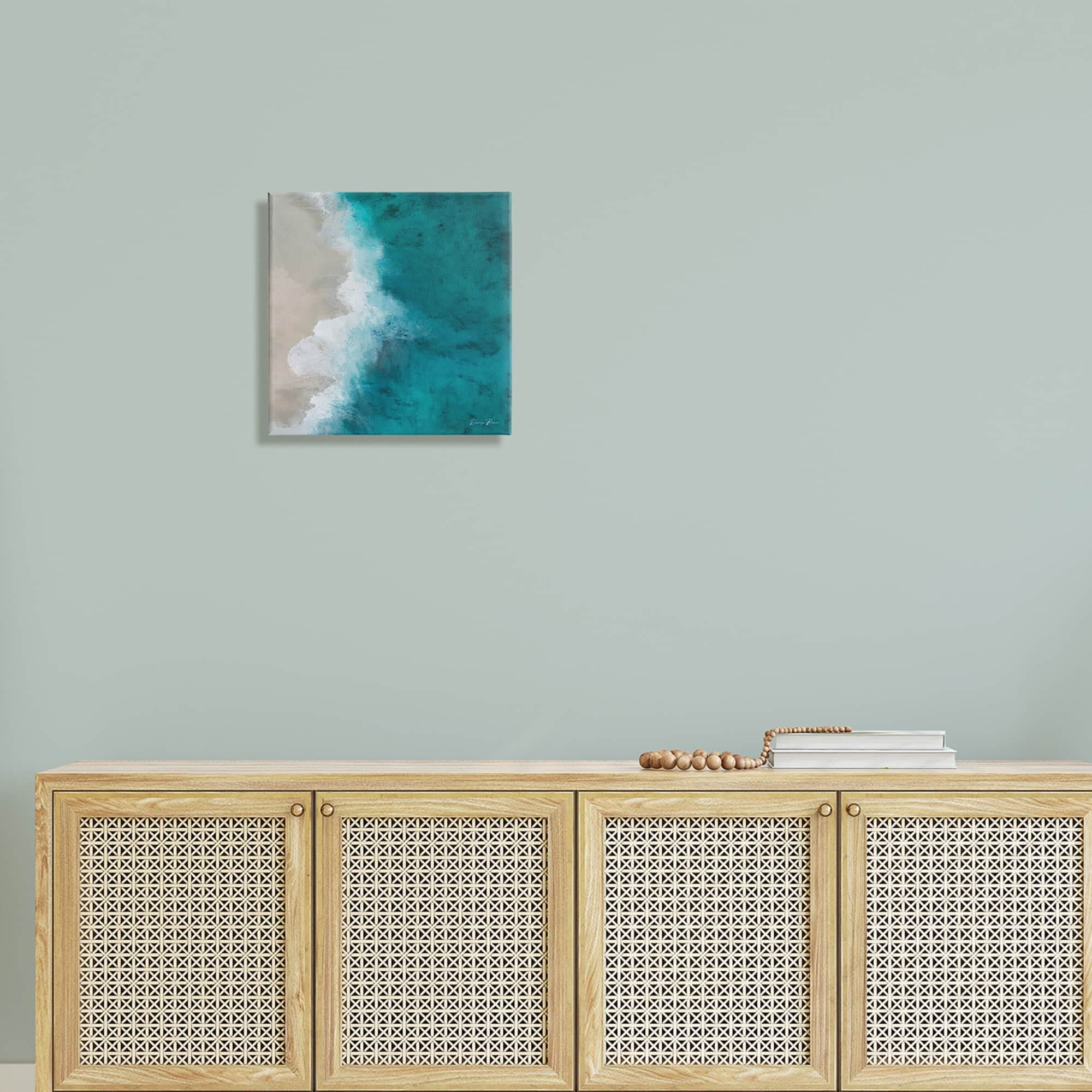 Stupell Industries Aerial View Shoreline Beach Ocean Foam Painting , 17 x 17, Design by Denise Brown