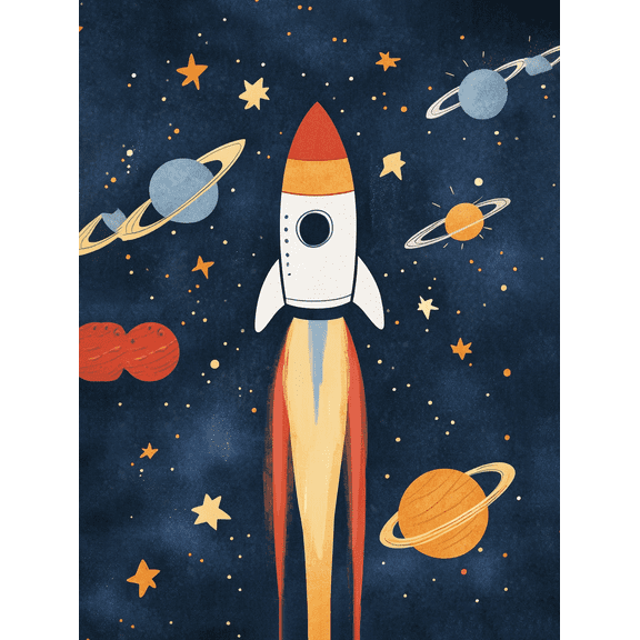 Rocket Launch Space Canvas Art Suitable for Living Room Bedroom Office Gallery Wall and Apartment Decor.