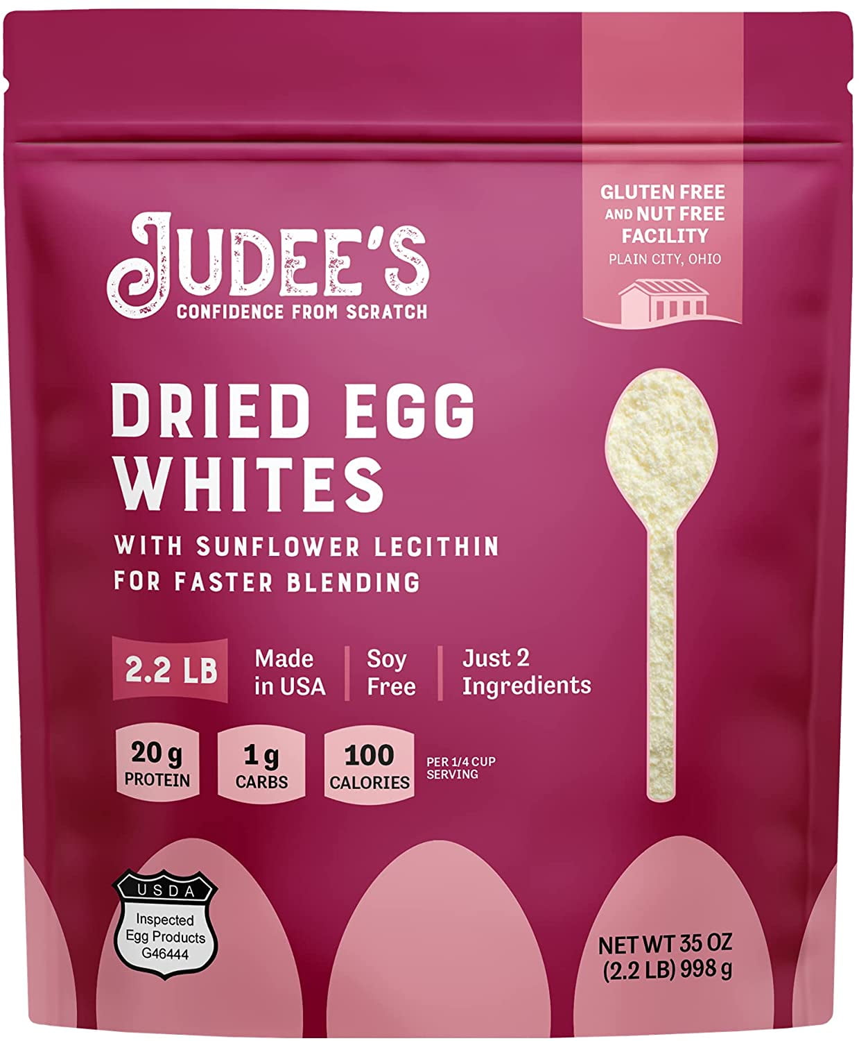 Judee’s Egg White Protein Powder for Fast Blending 2.2lb 100 NonGMO