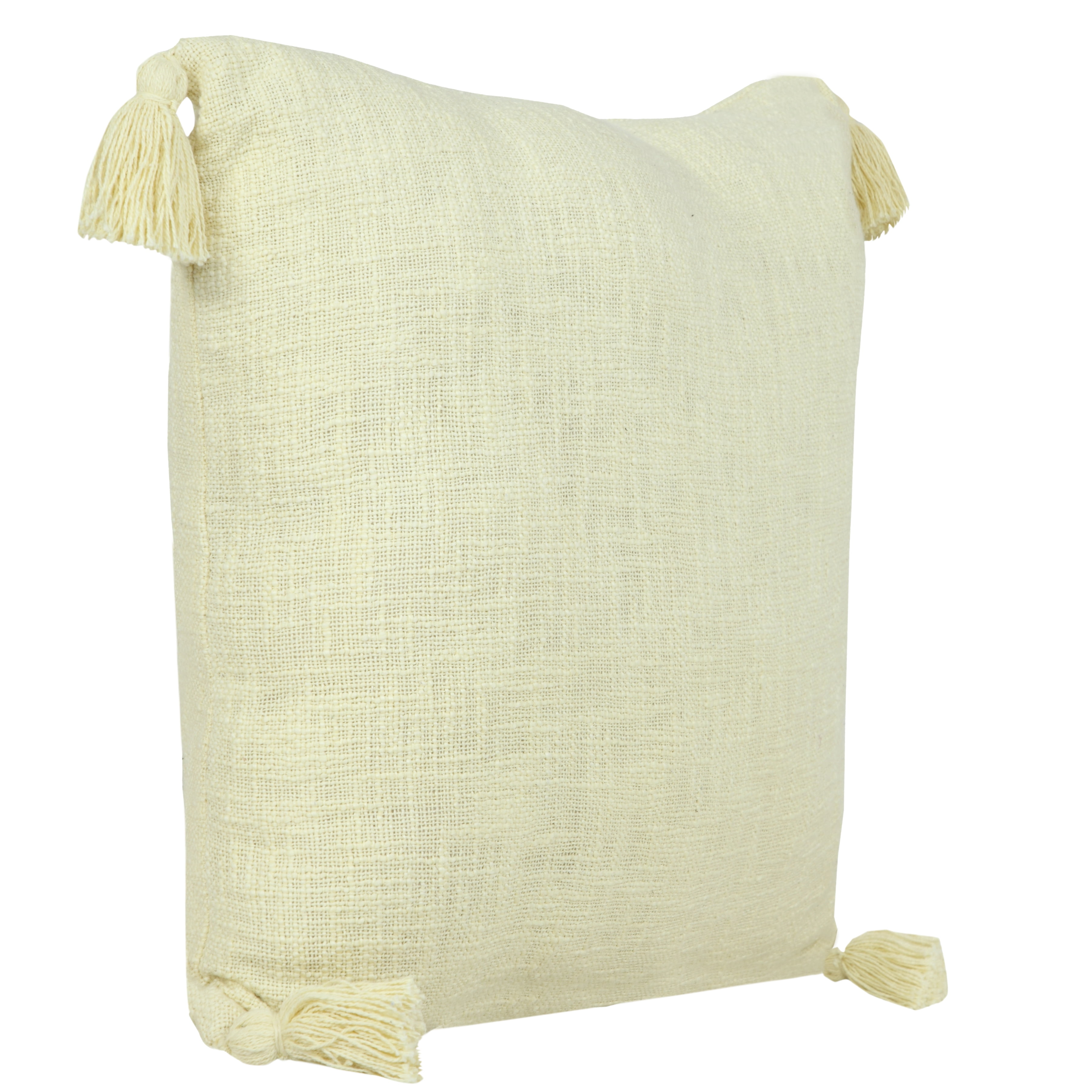 Harlow Hill Hampton 20" x 20" Solid Cotton Adult Decorative Feather Filled Pillow, Light Yellow