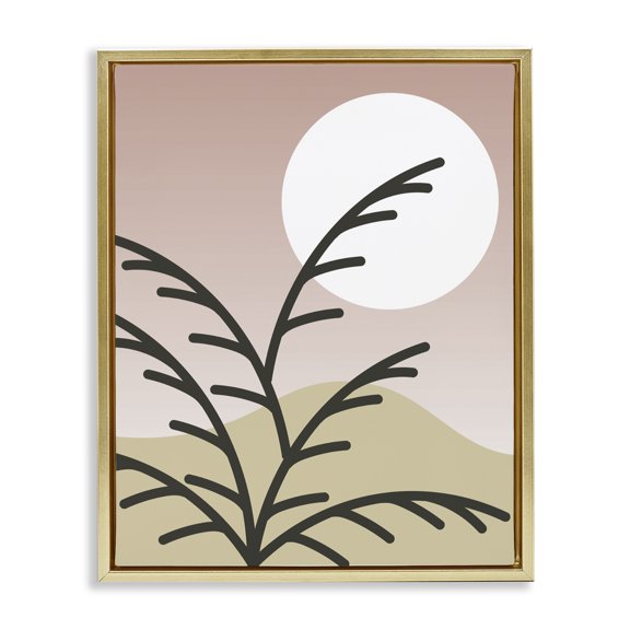 Stupell Industries Modern Contemporary Mountain Branches Gold Floating Frame Canvas Art, 17 x 21, by Lil' Rue