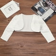 thumbnail image 4 of Aislor Kids Girls Long Sleeves Short Bolero Flower Girl Shrug Cardigan Wedding Prom Pageant Cover Up Sweater, 4 of 7