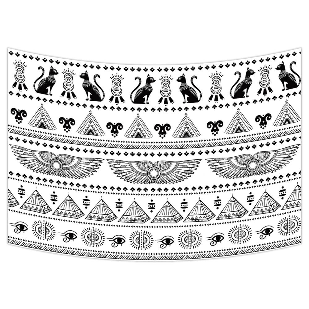 YKCG Black and White Tribal Ethnic Ancient Egypt Wall Hanging Tapestry