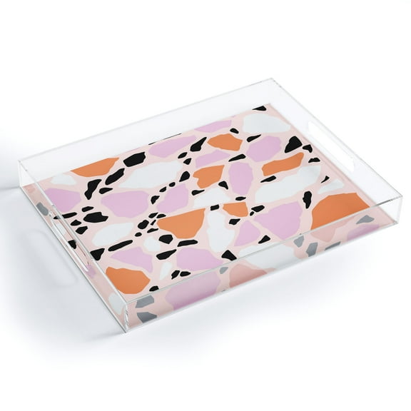 Society6 Emanuela Carratoni Pink Shadows Terrazzo Medium Acrylic Tray, 15 1/2" x 12"