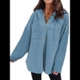 thumbnail image 2 of Sudadera Holgada de Larga para Mujer, Informal, con Botones y Capucha, con Bolsillo. Azul XXL, 2 of 7