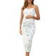 thumbnail image 1 of Vestido de maternidad INSPIRE CHIC para mujer, con malla, fruncido en los lados, tipo bodycon, tirantes de espagueti, vestido de embarazo para invitada de boda, blanco y azul, XL, 1 of 6