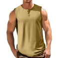 thumbnail image 2 of WAVSUF Summer Solid Color Tank Tops for Men Bodybuilding Sleeveles Vest Round Neck Pullover Khaki Size S, 2 of 6