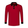 thumbnail image 3 of XIYON Long Sleeve Polo Shirts For Men Color Blocked Button Up Collar Sportswear With Design Shirt Classic Comfortable Men's Shirts, 3 of 9