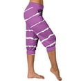 thumbnail image 6 of Scyoekwg Capris for Women Casual Summer Mid Waist Lightweight Capris Joggers Workout Athletic Yoga Pants Striped Print Ladies Capris Pants (Purple,XXL), 6 of 6