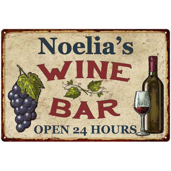 Noelia's Rustic Wine Bar Sign Wall Decor Kitchen Gift 8 x 12 High Gloss Metal 208120056586