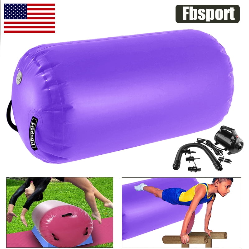 FBSPORT Inflatable Air Barrel Roller Gymnastics Training Air Roll Cylinder+Pump 