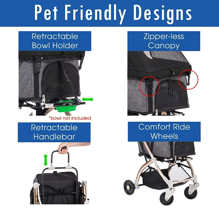HPZ Rover Lite Travel Dog, Cat & Pet Stroller, Black - Walmart.com