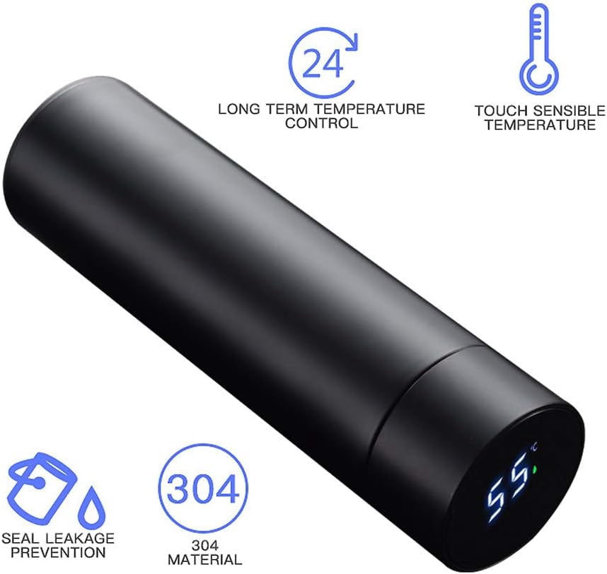 Water Bottle with LED Temperature Display,Double Walled Vacuum Insulated Water Bottle,Stainless Steel Sports AutomotiveTravel Mug,BPA-free Leak Proof Keep Cold and Keep Warm 12H