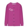 thumbnail image 4 of Women's Cardigan Sweaters Plus Size Heart Graphic Knitted Coats with Pockets Casual Loose Long Sleeve Sweaters Outerwear (Hot Pink L), 4 of 5