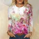 thumbnail image 2 of Blusa superior informal con cuello redondo y estampado de manga larga para mujer, color rosa intenso/L, 2 of 6