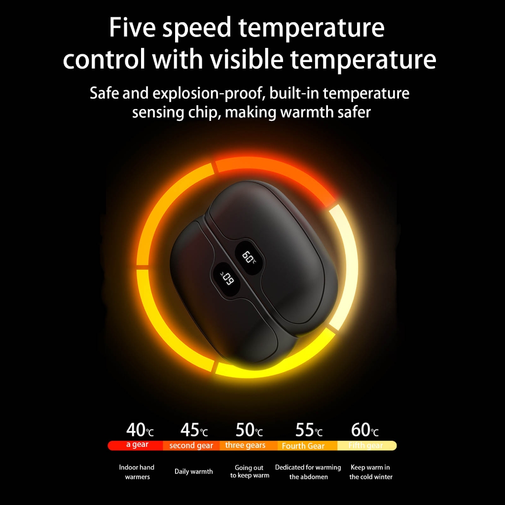 Rechargeable Split Type Hand Warmer 5S Heat Generation Adjustable Warmth Levels Travel Friendly Magnetic Attachment For Personal Heating
