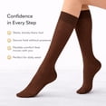 thumbnail image 4 of Diamond Star Women's Knee High Socks Trouser Socks, Stretchy Soft Thin Material (Brown - 6 Pairs, Socks Size 9-11, Fit Women's Shoe Size 4-10.5), 4 of 6