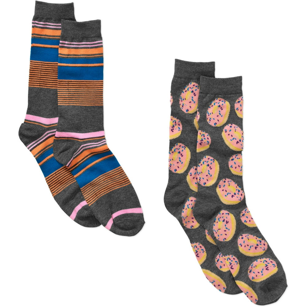 Donut Print Men's Novelty Socks, 2 Pack