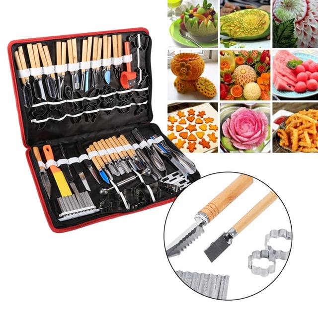 80PCS Culinary Carving Tool Set, Culinary Carving Peeling Tools Kit Stainless Steel Fruit Carving Tools Set for Fruit Vegetable Garnishing Cutting Slicing