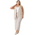 thumbnail image 3 of DARING DIVA Women's Plus Size Sleeveless Lined Padded Linen Blazer Vest 1X Apricot, 3 of 6