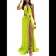 thumbnail image 1 of Vestido de Mujer , Ajustado, Irregular, con Aberturas Laterales, Escote en V Profundo y Aberturas en el Bajo. Verde L, 1 of 8