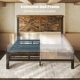thumbnail image 6 of HOMRELEXA Farmhouse Bed Frame Queen Size with 51" Tall Headboard and Footboard, Platform Bed Frame, No Box Spring Needed, Brown, 6 of 8