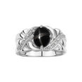 thumbnail image 1 of RYLOS Bagues pour Femmes Bague en Or Blanc 14K Classique Pierre Précieuse Ovale 9x7 mm et Diamants Saphir Étoilé Noir Bijoux Taille 5, 1 of 7