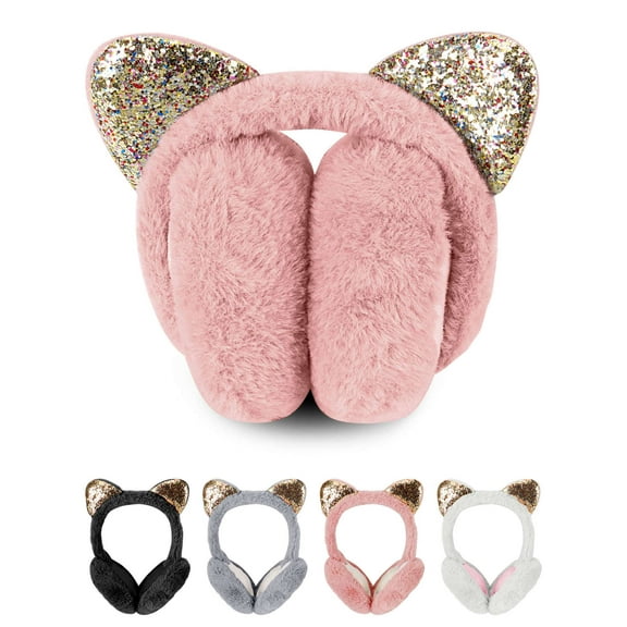 Deago Fluffy Ear Muff for Women Plush Foldable Earmuffs Kids Winter Earmuffs Girls Boys Cold Weather Ear Warmer