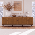 thumbnail image 3 of Brafabhome 3 Pieces Modern Fluted Arched Buffet Cabinet with Storage, 94.5" Wide Wooden Modular Sideboard Cabinet with Adjustable footpads for Living Room Dining Room | Walnut, 3 of 7