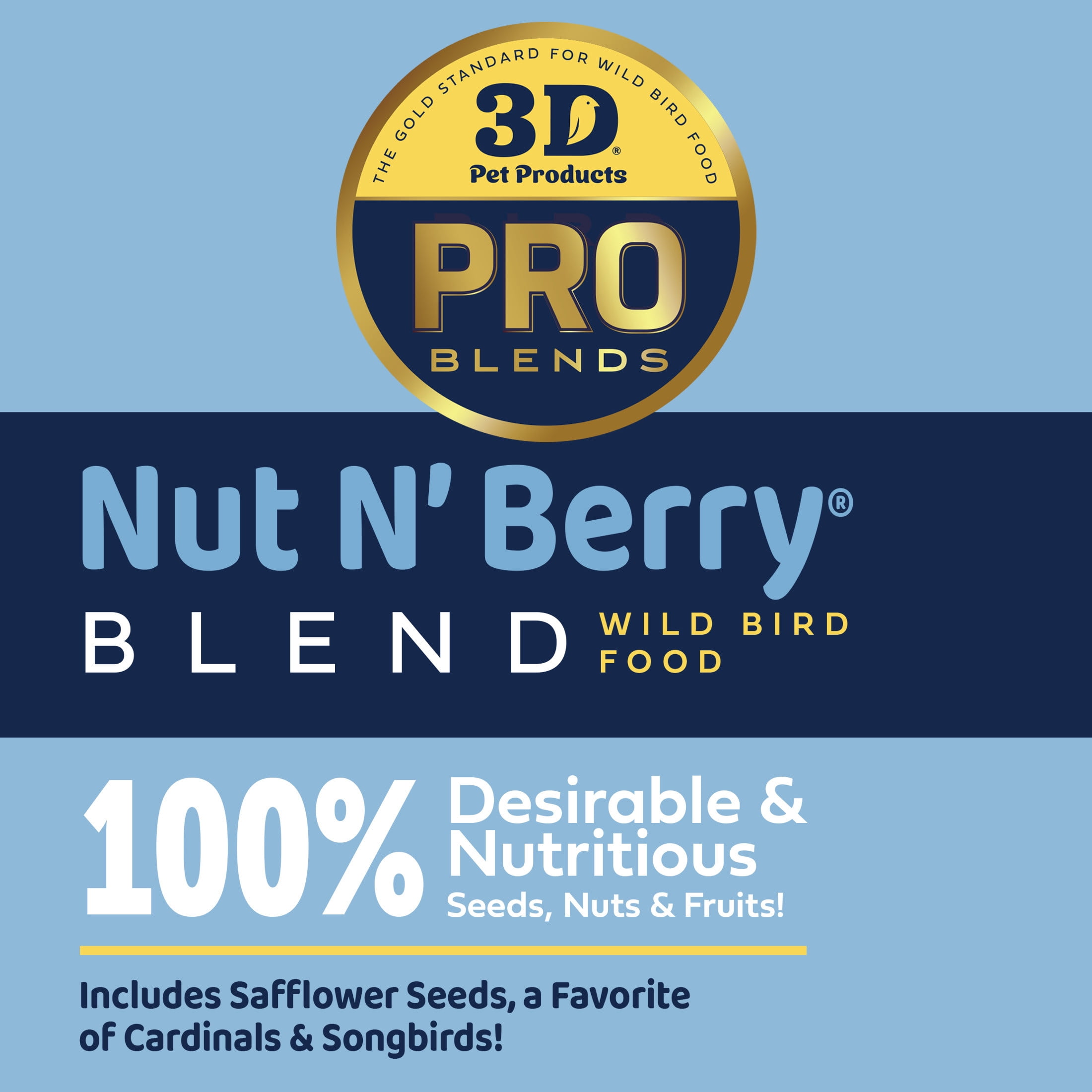 3-D Pro Blends Nut N' Berry Blend Wild Bird Food, Wild Bird Seed, 15 Pounds