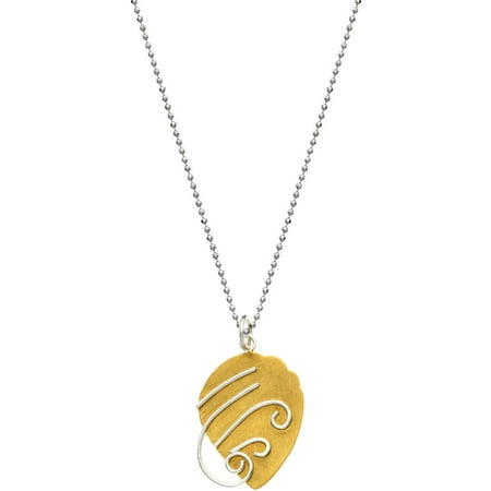 5th & Main 14kt Gold-Plated and Sterling Silver Acorn with Silver Scroll Pendant Necklace