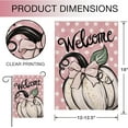 thumbnail image 2 of Welcome Fall White Pumpkin Garden Flag Double Sided, Autumn Pink Bow Polka Dots Decorative Yard Outdoor Home Small Decor, Thanksgiving Burlap Farmhouse Outside House Decoration 12.5 x 18, 2 of 6