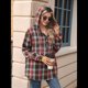 thumbnail image 5 of Sudadera con Capucha y Estampado A Cuadros para Mujer, Sudaderas Extragrandes, Camisetas de Larga, Corte Holgado Café M, 5 of 9
