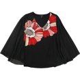 thumbnail image 1 of Alfani Blusa de manga plisada para mujer, negro, 1X, 1 of 1