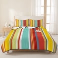 thumbnail image 3 of Queen Quilt Set 90''x96'', Red Aqua Stripe Lightweight Bedspread Coverlet Set with 2 Pillow Shams, Country Abstract Art Colorful Striped Breathable All Season Quilt Bedding for Bedroom/Guest Room, 3 of 9
