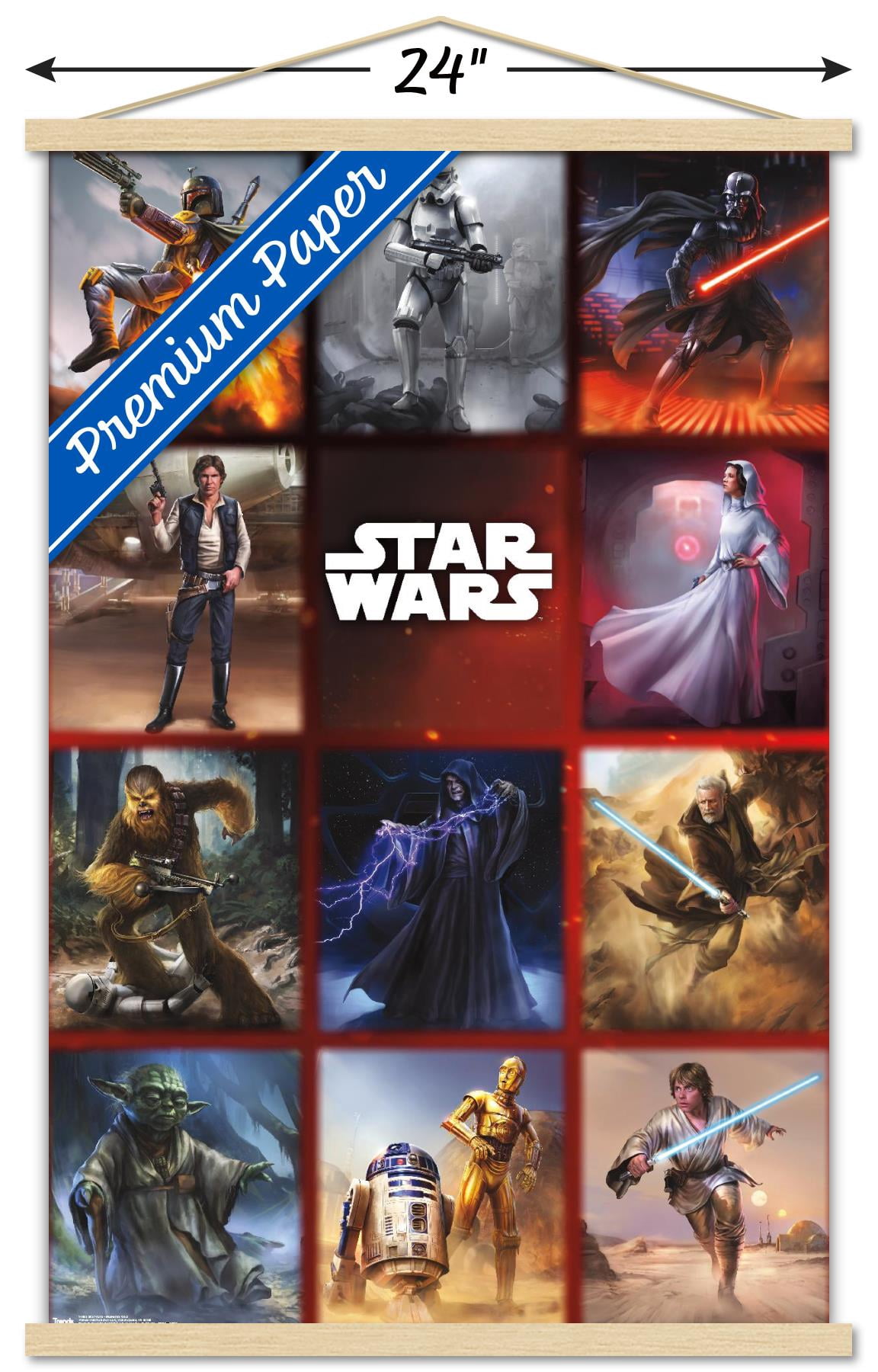 Star Wars: Saga - Moments Grid Wall Poster with Wooden Magnetic Frame, 22.375" x 34"