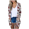 thumbnail image 2 of Puntoco, camiseta de manga larga a la moda para mujer, cárdigan de Navidad con frente abierto de otoño, prendas de vestir exteriores holgadas, blusa estampada, abrigo, tops con bolsillos Puntoco Puntoco-6526, 2 of 5
