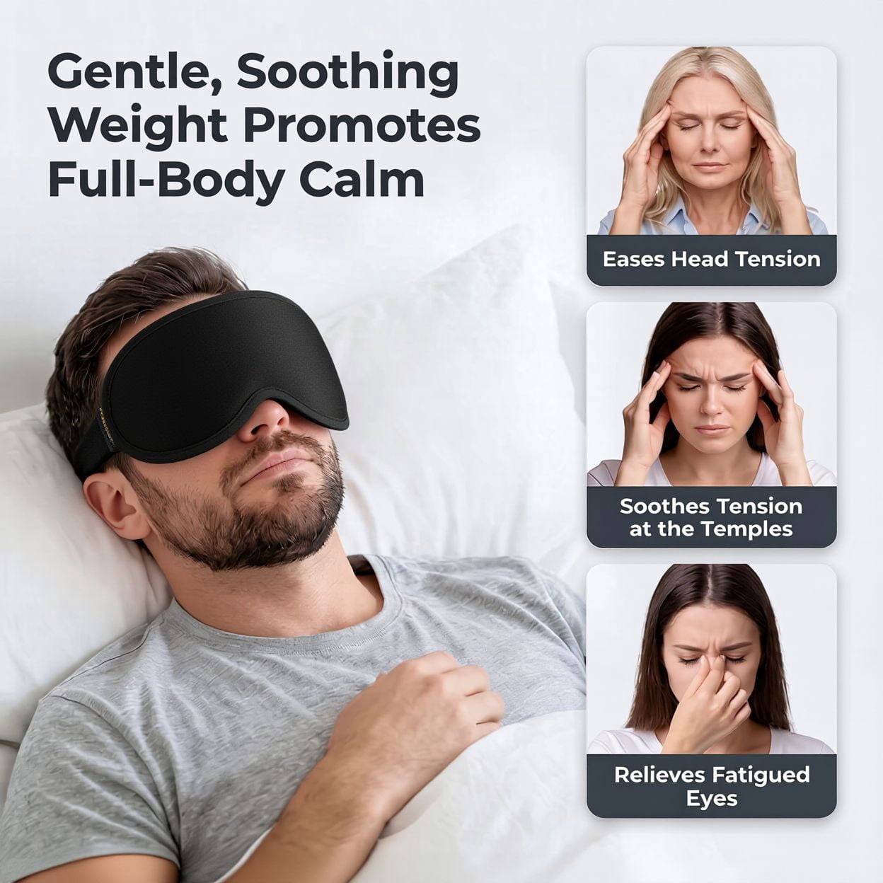 FACEMOON 2 Pack Adult Weighted Sleep Mask – 99% Light Blocking Comfort | Memory Foam Zero Pressure Design | Lash Extension Safe for Travel