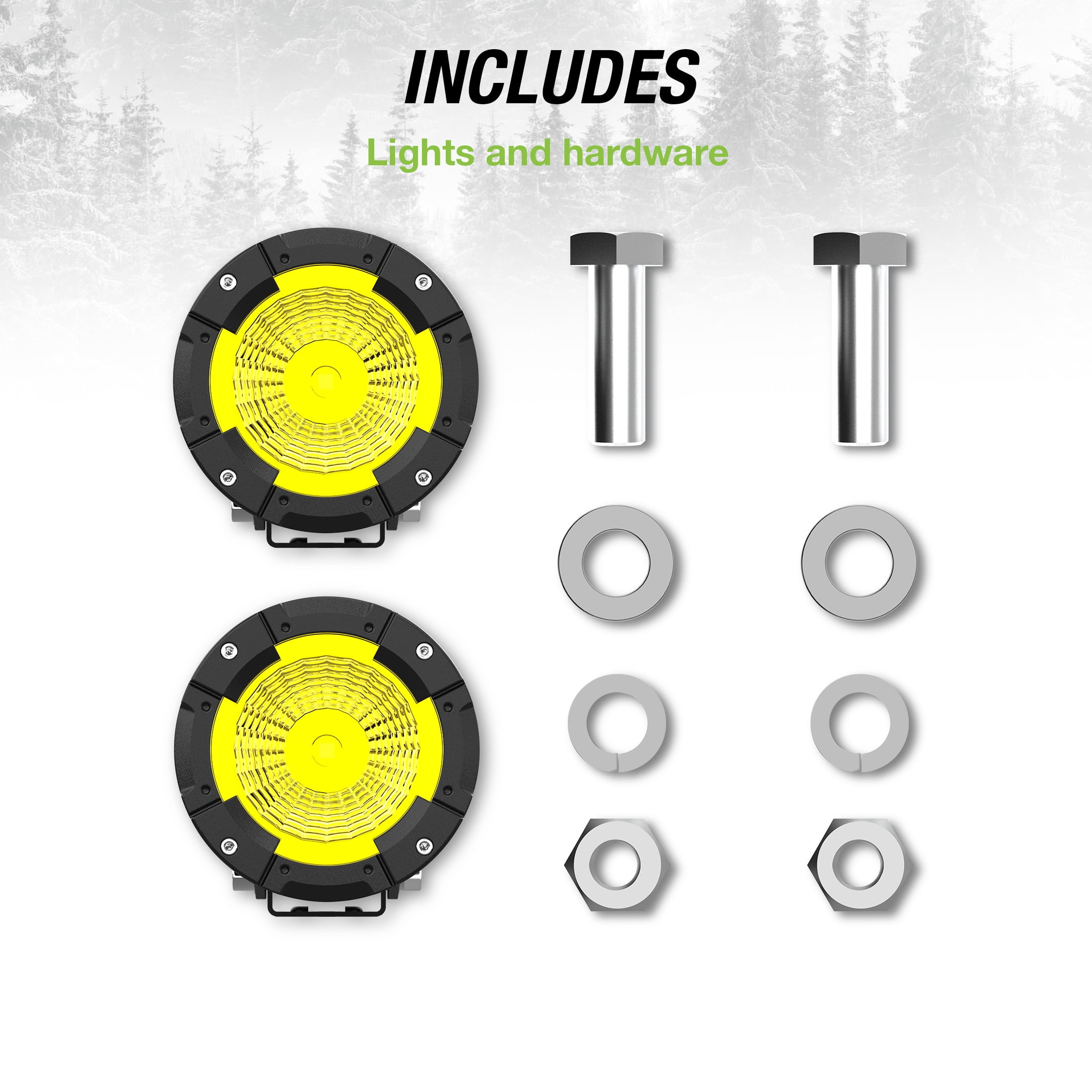 TYPE S - Elevate 4 Inch Amber Spot Beam Round Pod Light Set - DOT Compliant - 4220 Raw Lumens, Waterproof, Die-cast, Off Road Lights, Truck, Jeep, UTV, ATV, SUV, 2 Pack