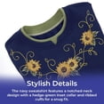 thumbnail image 3 of Sagefinds Sunflower Swirl Sweatshirt, Women’s Long Sleeve Pullover, Embroidered Flowers Top - Large, 3 of 8