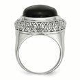thumbnail image 2 of Stainless Steel Black Glass w/Textured Edge Size 8 Ring Size 8, 2 of 3