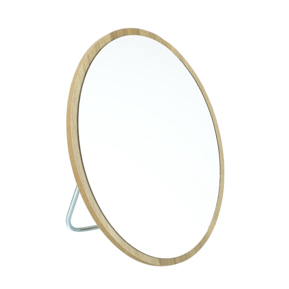 Espejo de Maquillaje de Madera Natural Único Bargains Espejo Plegable Espejo de Escritorio para Mujeres Beige Pequeño