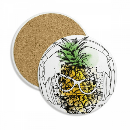 

Headset Pineapple Sunglasses Fruit Coaster Cup Mug Tabletop Protection Absorbent Stone