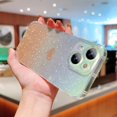 thumbnail image 4 of Compatible with iPhone 15 6.1" Gradient Bling Glitter Clear Case, Cute Heart Laser Holographic Case with Camera Lens Cover Protector Soft Shockproof Phone Cover for Women Girls (Gold Heart), 4 of 11