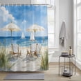 thumbnail image 4 of Summer Vacation Shower Curtains for Bathroom, Watercolor Beach Chair Grass Washable Fabric Shower Curtain with Hooks Waterproof Bathroom Decor Sets, 72 x 84 Inches, 4 of 9