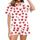 thumbnail image 1 of Conjunto de Verano para las Mujeres Día de San Valentín Amor Impreso Cuello de Manga Corta con Pantalones Cortos, Poliéster Ligero para el Uso Informal, 1 of 9