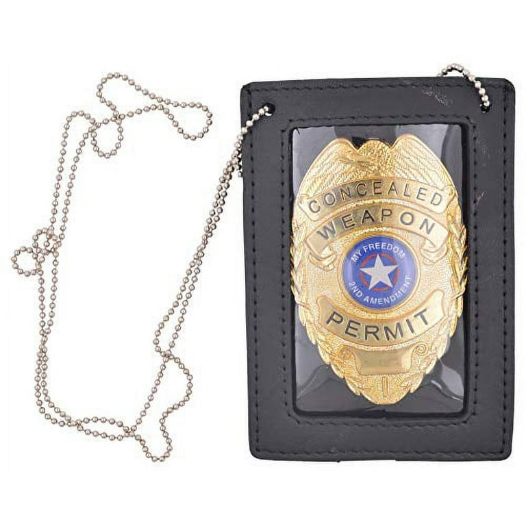 Concealed Weapons Permit Mini Badge Leather Key Ring