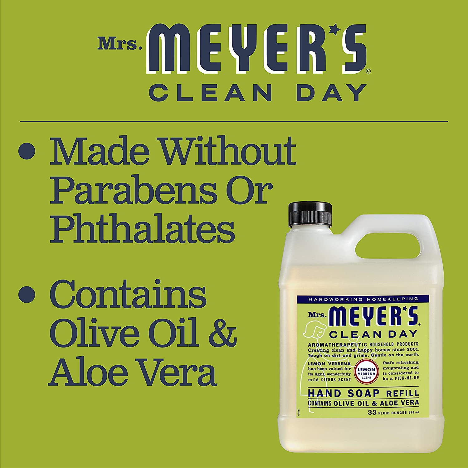 Mrs. Meyer's Liquid Hand Soap Refill Lemon Verbena, 33 Fl Oz (Pack of 6)