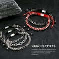 thumbnail image 2 of Rope & Chain Braided Link Bracelet for Men : Handmade Trendy Men's Stainless Steel Metal Non Tarnish Waterproof Cuban Chain Bracelet Fashion Jewelry Gift for Dad Son Boyfriend, Adjustable, 2 of 7