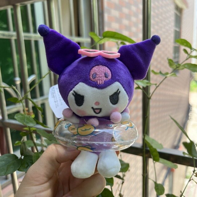 Sanrio anillo de natación de verano, llavero de felpa, Hello Kitty, Melody Kuromi, mochila Kawaii, colgante, decoración, adornos de regalo para Amiga Fivean unisex